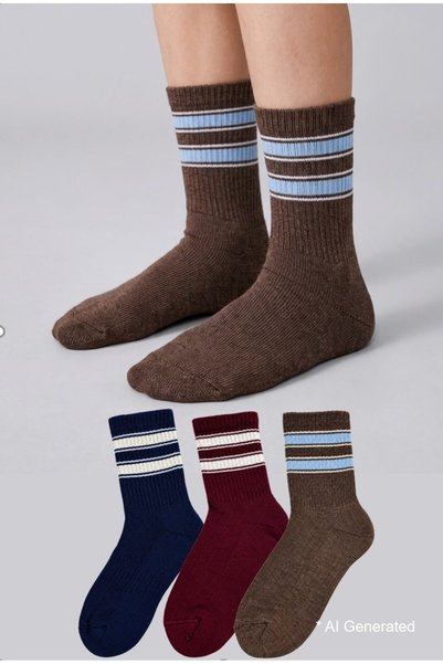 3-Pack Striped Cotton Winter Socks for Boys I6830A8Ns