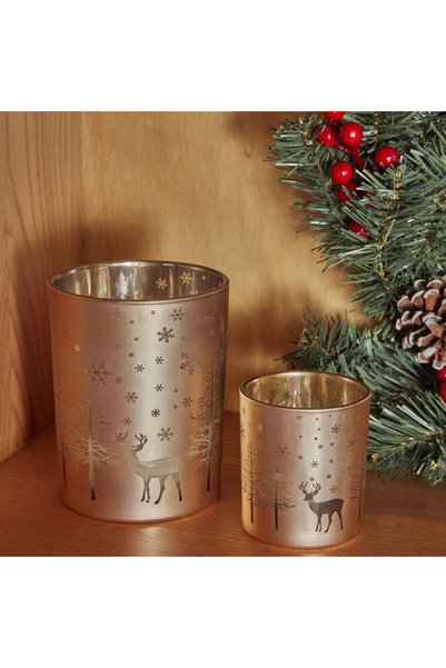 New Year's Eve Helena Gold Glass Candle Holder 7X20 cm