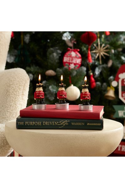 New Year Nutcracker 3-Piece Tealight Candle 11.5X5X7 cm