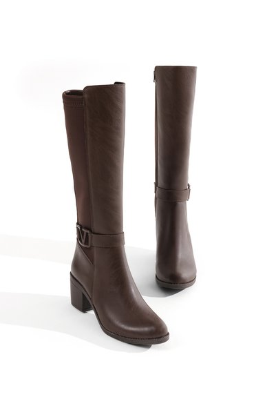 Women's Brown Comfortable Heeled Boots