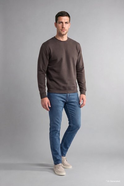 Regular Fit Crew Neck Basic Sweatshirt H5180Ax26Au