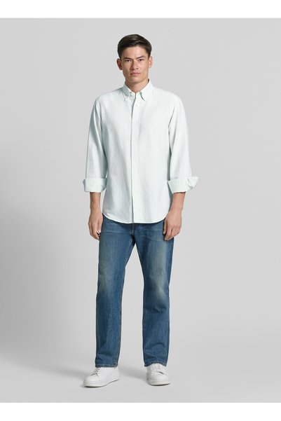 Ricoplus_M Light Khaki Men's Striped Regular Fit Shirt