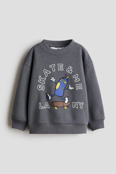 Printed Motif and Fleece Inside Sweatshirt