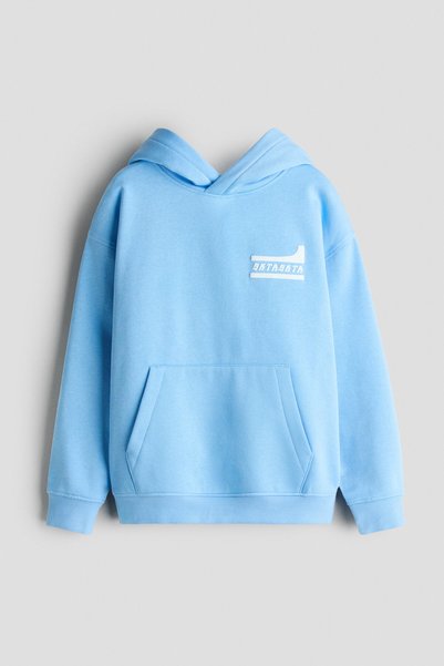 Hooded Printed Fleece-Lined Top