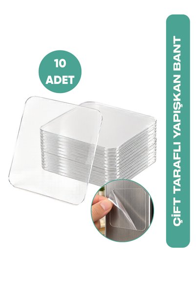 10 Pieces of Transparent Square Double-Sided Strong Adhesive Tape, Multi-Purpose.