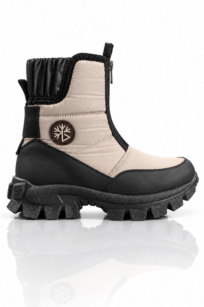Women's Beige Waterproof Durable Flat Winter Boots.