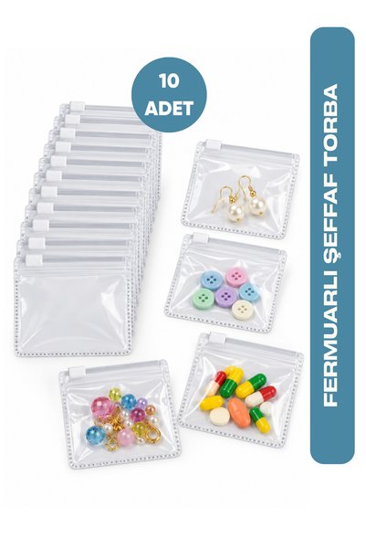 10 Clear Zippered Pouches - Organizer Bags for Medications, Jewelry, Buttons & Accessories