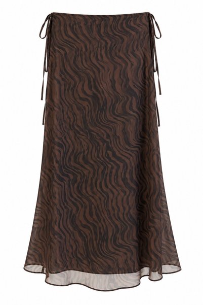 Brown Zebra Skirt with Side Tie Detail - 1272