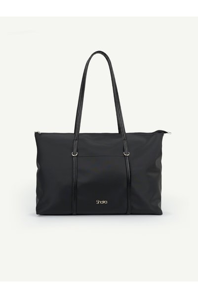 Black Shk357 Large Capacity, Shoulder Strap, Zippered, Everyday Shopper Bag.