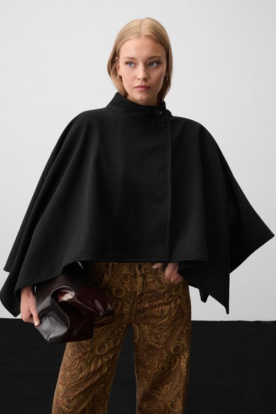 Rojy women's sleeveless wide-cut black poncho
