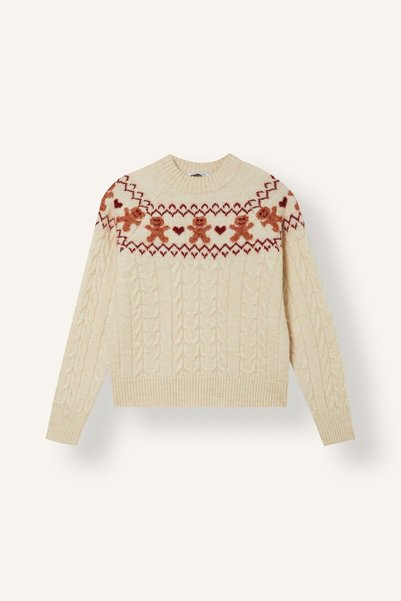 New Year's Themed Hair-Braided Crew Neck Sweater for Girls I8701A826Cw
