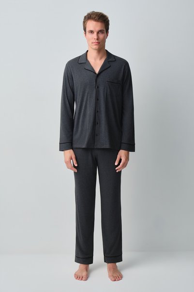 Mr. Men Men's Shirt Collar Pajama Set