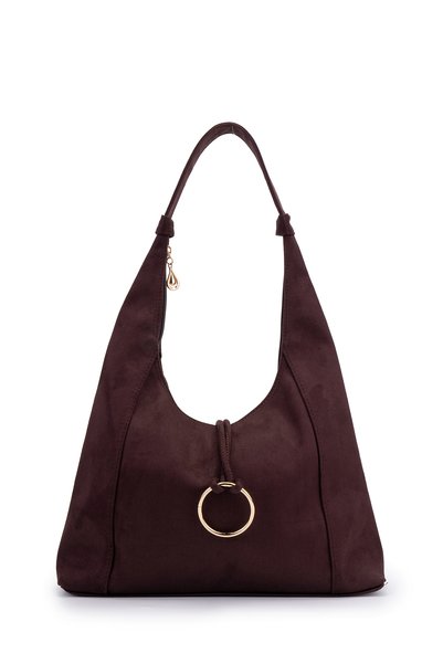 Ring-Detail Suede Women's Emerson Hobo Shoulder Bag