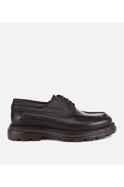 Men's Brown Leather Loafers with Lace-Up Detail for Everyday Wear