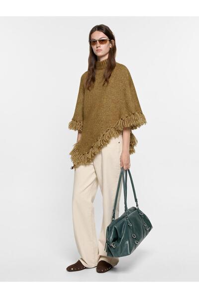 Women's Tasseled, High-Necked Poncho
