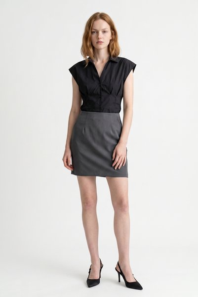 Slim Fit Black High Waist Mini SKIRT