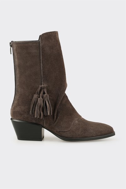 Anthracite Leather Women's Western Boots