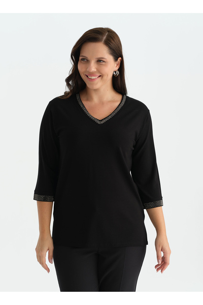 Black Women's Stone Blouse 26Ksl8507