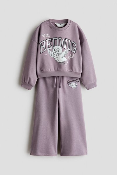 2 Piece Printed and Furry Inside Sweatshirt Set