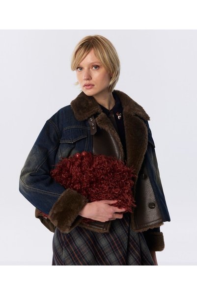 MIXED-FABRIC MOCK NECK JACKET