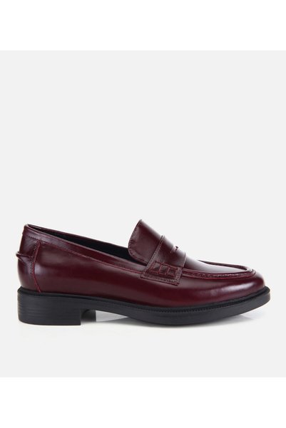 Women's Patent Leather Burgundy Classic Moccasin Loafers.