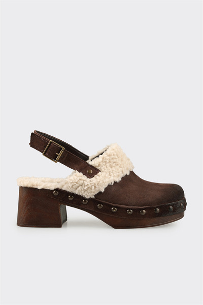 Coffee Leather Women's Slippers