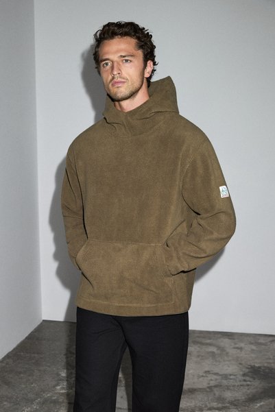 Glaimson men's hooded fleece khaki sweatshirt