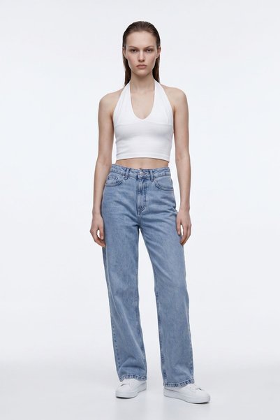 Women's Straight Cut Wide Leg Jean TROUSERS