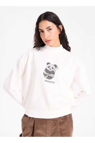 D6WL-SWT3523 Off-White Women's Crew Neck Cropped Sweatshirt