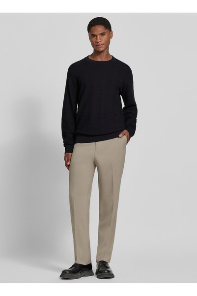 50566762-001 Simoh Black Men’s Crew Neck Relaxed-Fit Knit Sweater