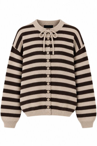 Taupe Color Cardigan with Mink Collar Detail - 10203