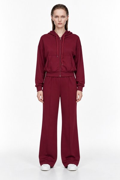 Hooded Zippered Cardigan and Spanish-Cut Sweatpants Set