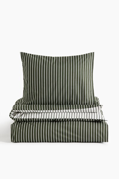 Cotton and Striped Single Duvet Cover Set