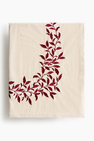 Linen-Blend Embroidered Tablecloth