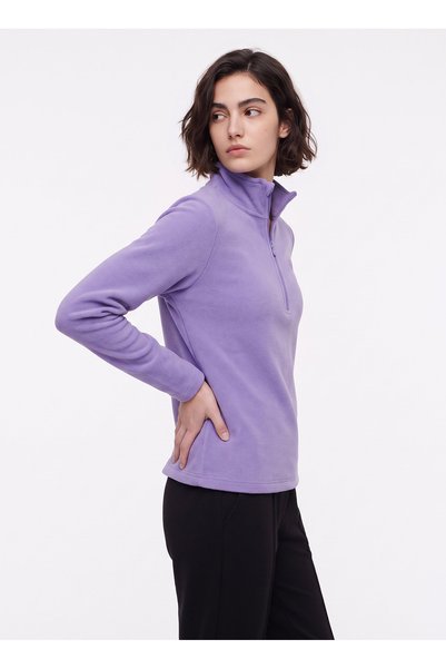 D5WL-SWT3302 Light Purple Women's Zip-Up Fleece-Lined Sweatshirt