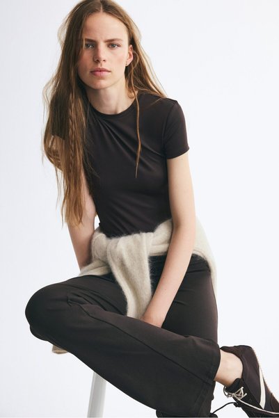 Sitting on a Bed Microfiber T-Shirt