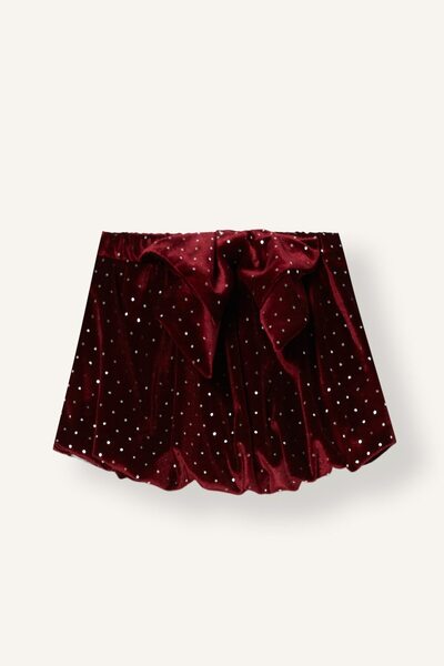 Poplin Lined Mini Skirt with Bow and Rhinestones for Baby Girls J1422A526Cw