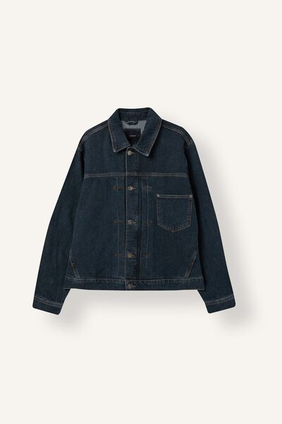 Regular Fit Button-Down Cotton Denim Jacket for Men J2051Ax26Au