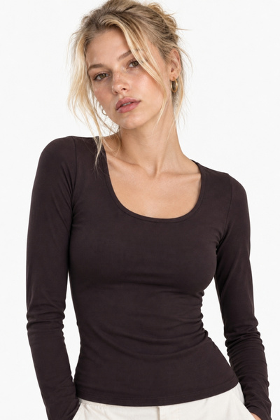Women's Long Sleeve Square Neck Basic Blouse