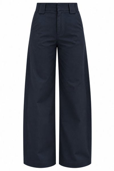 Navy Blue Wide-Leg Barrel Pants - 4290