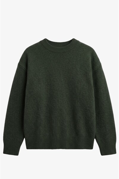Dark Green Nara Crew-Neck Soft Sweater