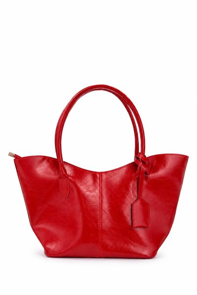 Women's Strappy Faux Leather Hype Clutch Bag, Red