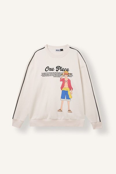 One Piece Boxy Fit Crew Neck Anime Print Thick Sweatshirt H9371Ax26Au