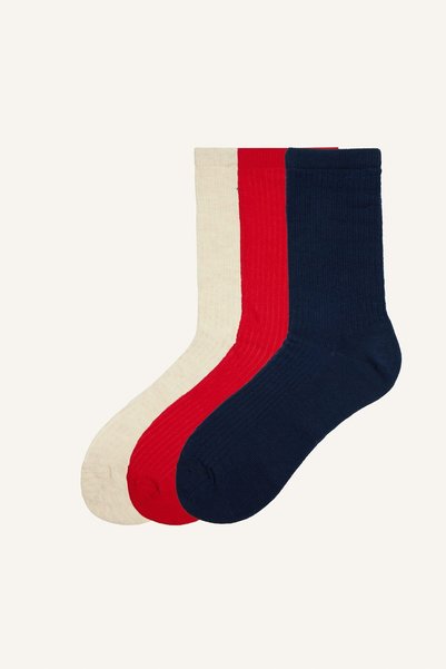 Women's Ribbed 3-Pack Cotton Long Socks J1922Axns