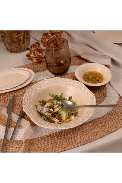 Kitchen Rustic Salad Serving Bowl - Off-White - 22 cm