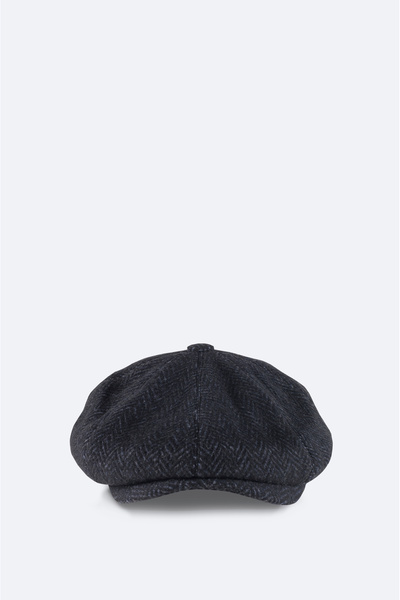 Men's Navy Blue Wool Blend Patterned Cap Hat A52Y9205