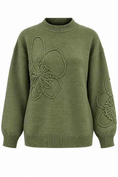 Green Mesh-Knit Sweater - 2y251085
