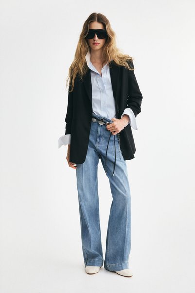 Blazer with Shirred Sleeves