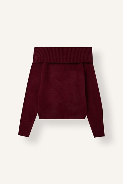 Slim Fit Folded Open Shoulder Knitwear Basic Sweater H2390Ax26Wn