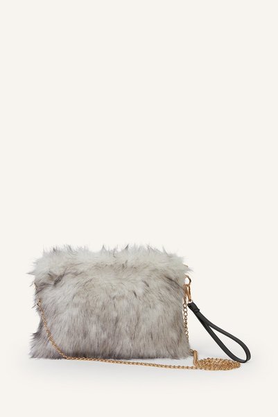 Women's Faux Fur Crossbody Bag with Chain Strap I2456Axns